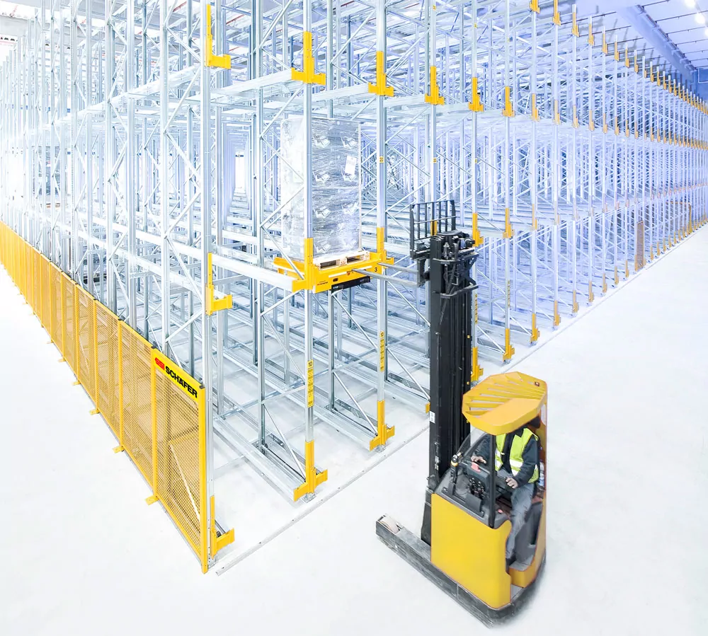 SSI Schaefer pallet shuttle systems.