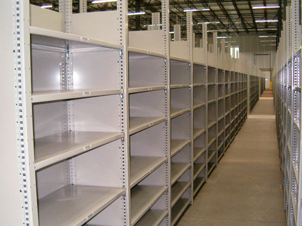 empty storage racks and shelves.
