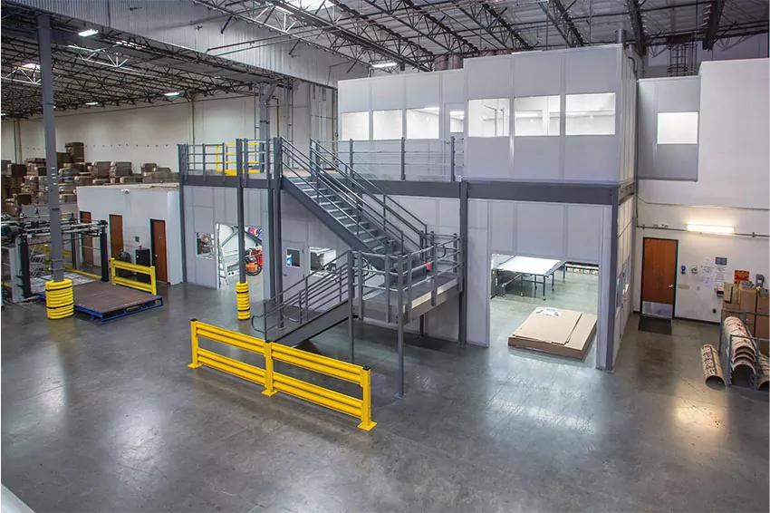 Office mezzanine in a warehouse. 