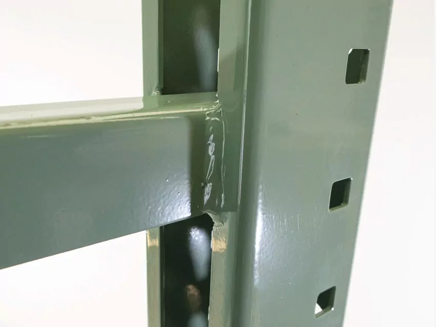 Pallet rack weld point.