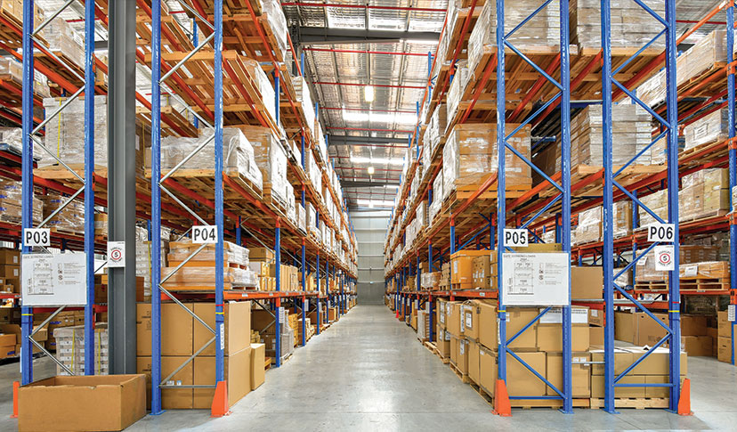 Warehouse selective pallet racking.