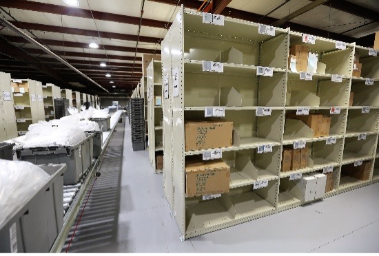 Warehouse unit shelving. 