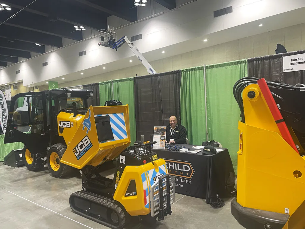 Fairchild Equipment's booth and JCB Equipment at the 2024 Northern Green expo.