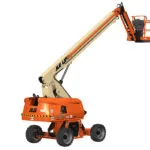 JLG 670SJ telescopic self-leveling boom lift.