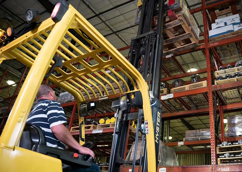 Hyster J60XNL forklift with operator. 