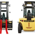 Hyster H190-280XD 4-wheel forklift front and back.