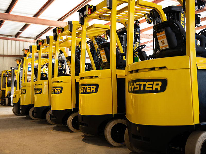 Fleet of Hyster forklifts.