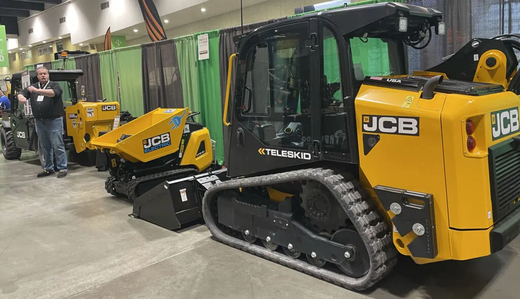 JCB trucks at Fairchild JCB's booth at the Northern Green 2025 Trade Show.