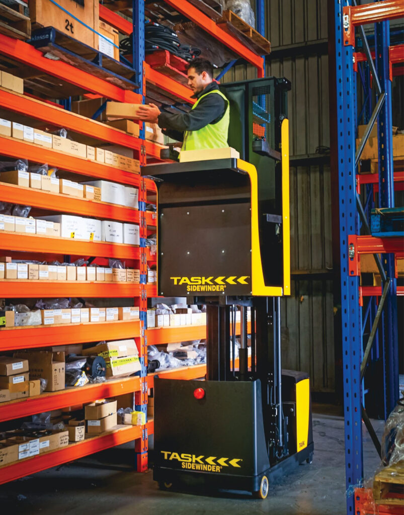 TASK Sidewinder Order Picker Very Narrow Aisle truck.