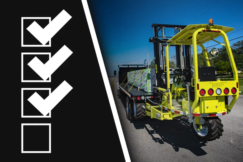 Donkey forklift mounted to the back of a truck.