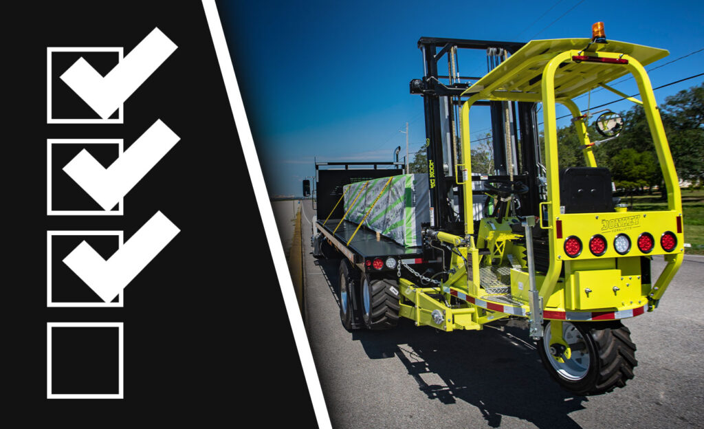 Donkey forklift mounted to the back of a truck.