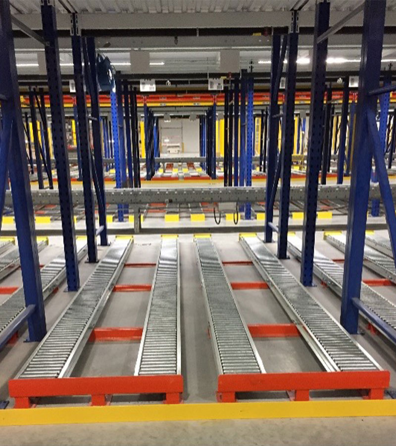 Pallet flow racking.