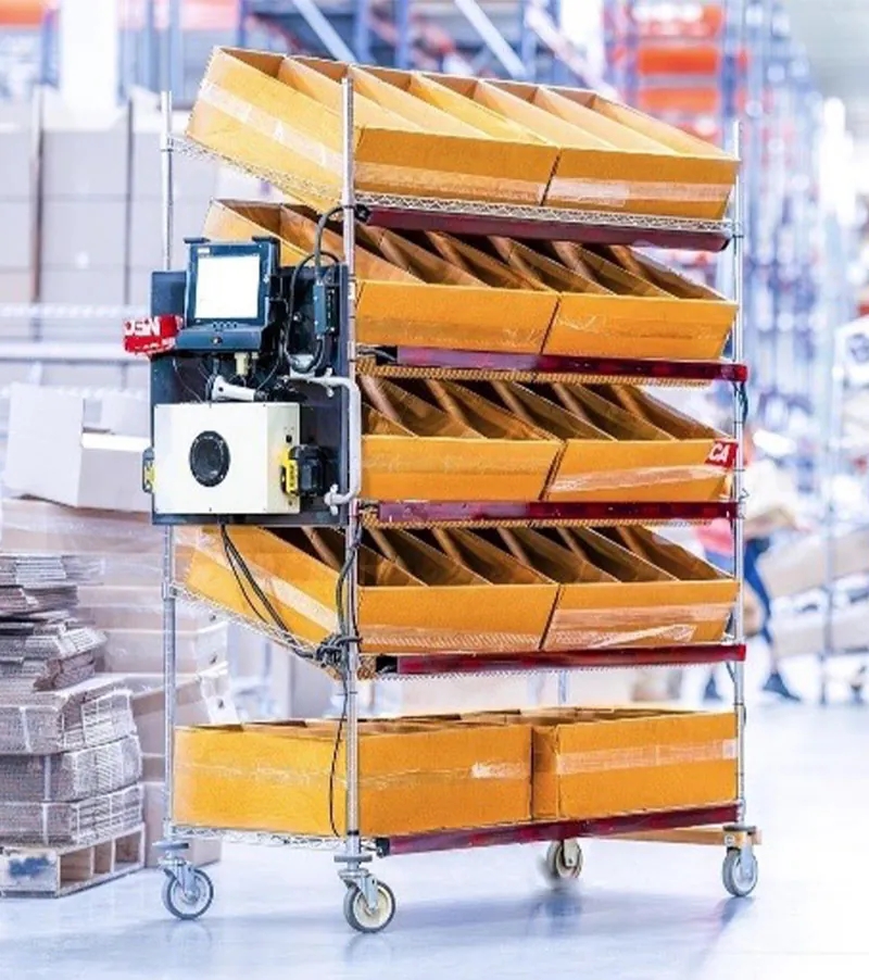 Radio frequency order picking cart.