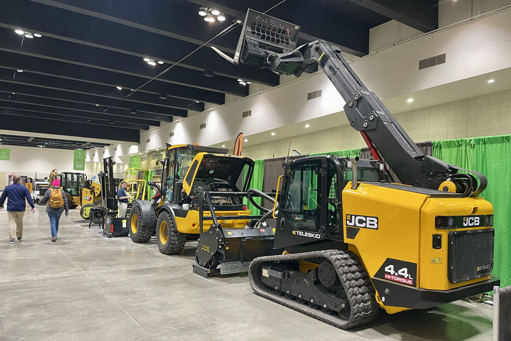 JCB 4TS-8T Teleskid and other equipment at the Northern Green 2026 Trade Show.