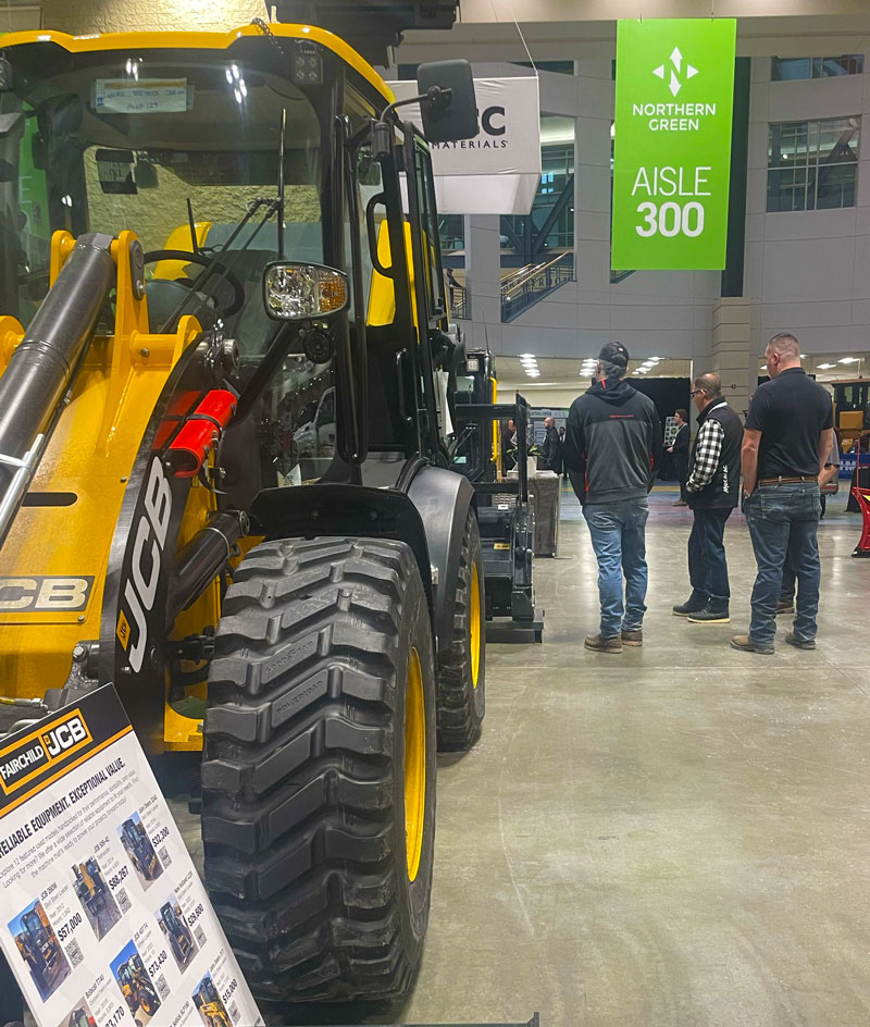 JCB 409 Wheel Loader at the 2026 Northern Green Trade Show.