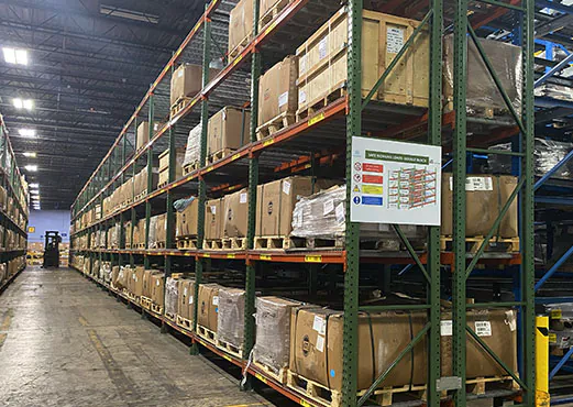 pallet racking that holds two pallets deep.